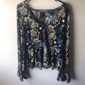 Forever 21+ Paisley Bell sleeve top